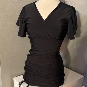 Source Unknown Black Ruched Mini Dress